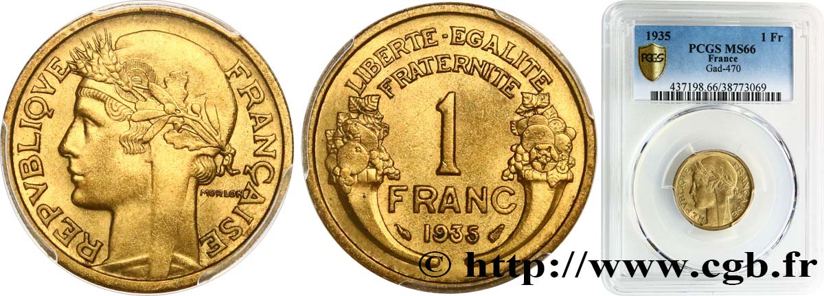 1 franc Morlon 1935 Paris F.219/6 ST66 PCGS