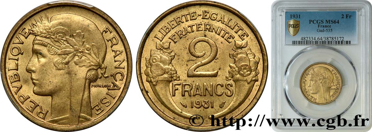 2 francs Morlon 1931  F.268/2 fST64 PCGS