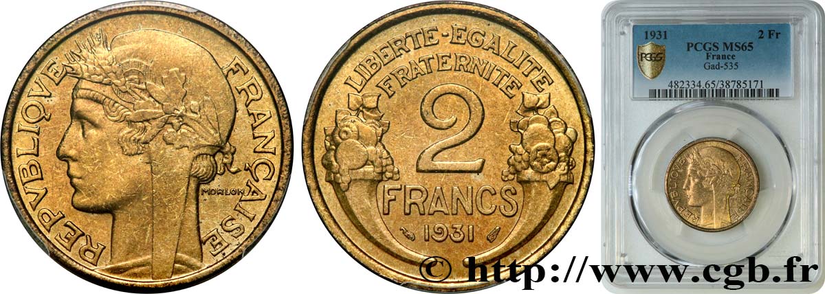 2 francs Morlon 1931  F.268/2 ST65 PCGS