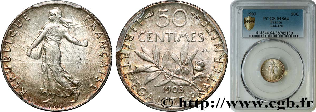 50 centimes Semeuse 1903  F.190/10 fST64 PCGS