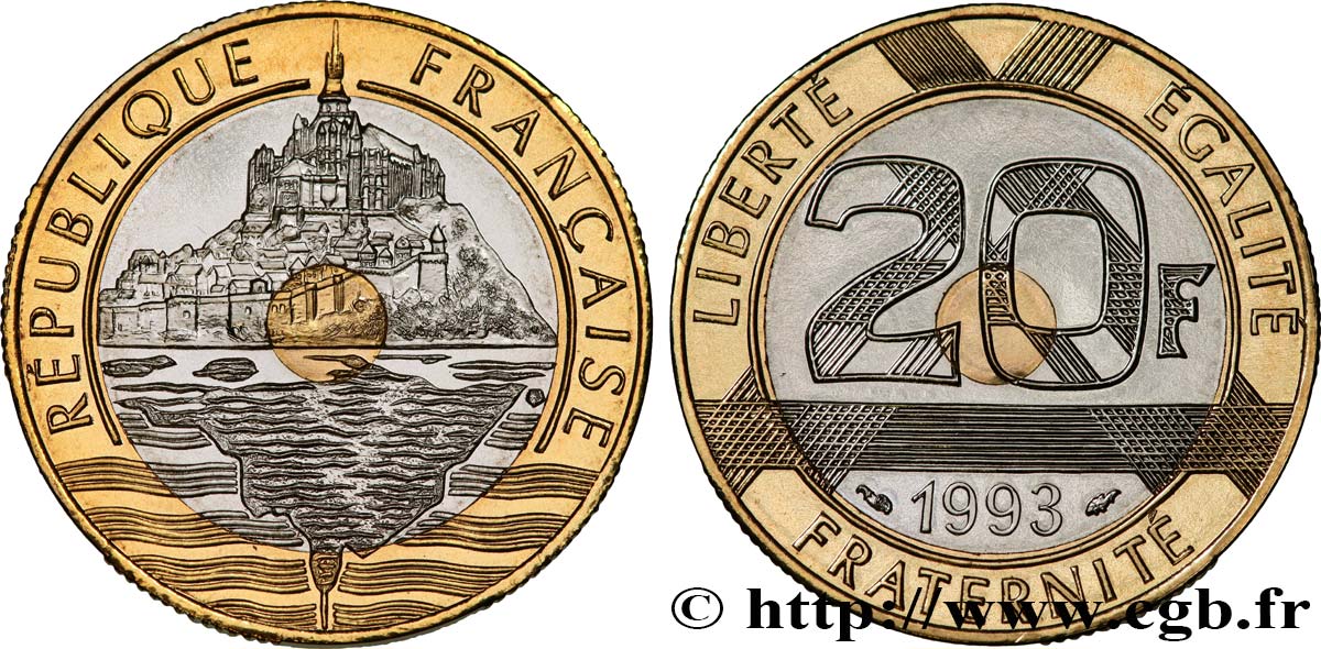 20 francs Mont Saint-Michel BU (Brillant Universel) 1993 Pessac F.403/8 ST 