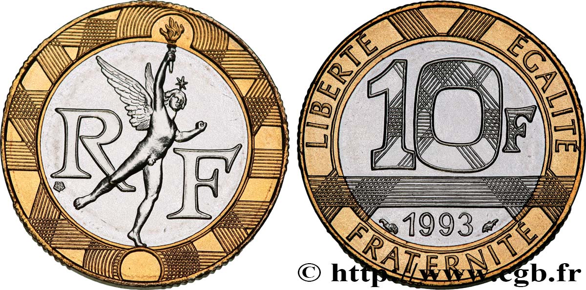 10 francs Génie de la Bastille, (BU) Brillant Universel, frappe médaille 1993 Pessac F.375/10 MS 