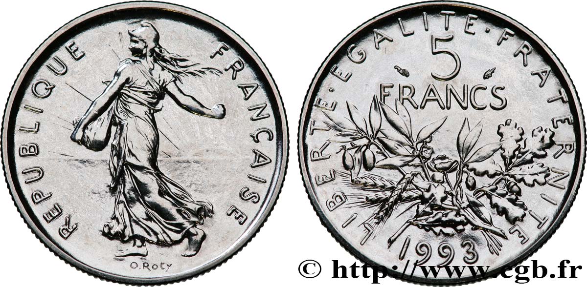5 francs Semeuse, nickel, BU (Brillant Universel), frappe médaille 1993 Pessac F.341/28 ST 