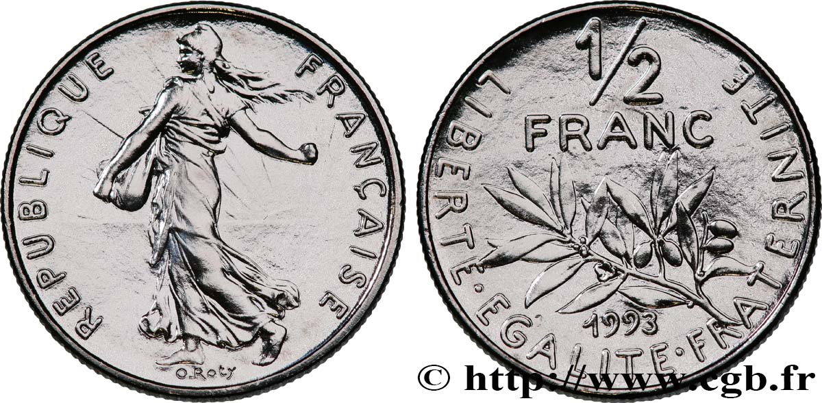 1/2 franc Semeuse, BU (Brillant Universel), frappe médaille 1993 Pessac F.198/35 FDC 