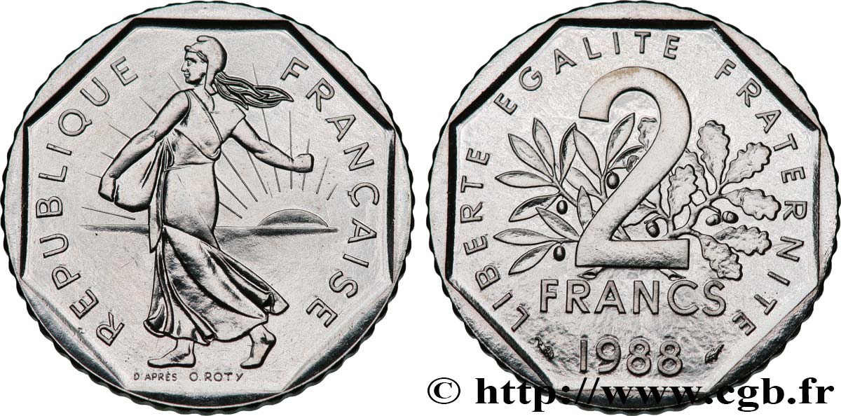 2 francs Semeuse, nickel 1988 Pessac F.272/12 MS 