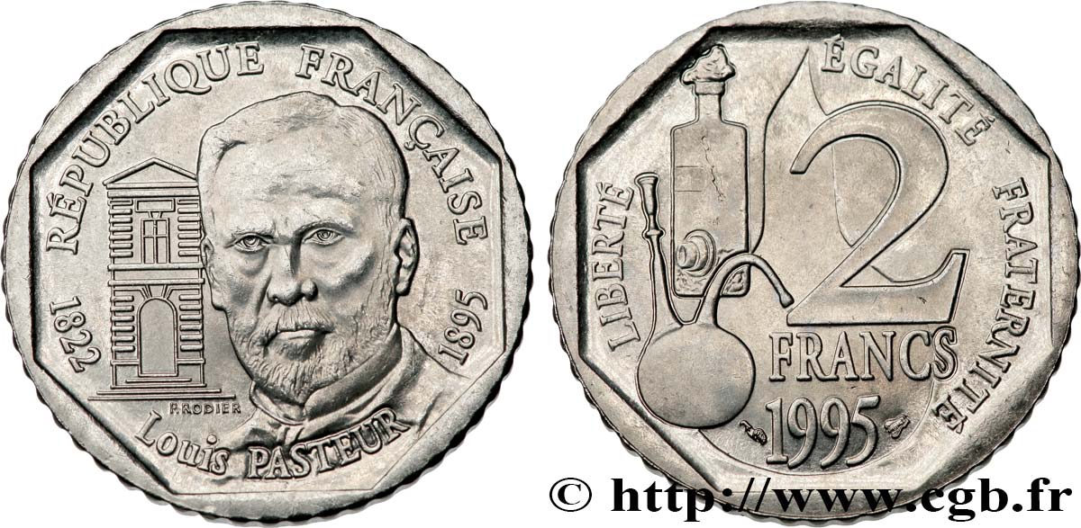 2 francs Louis Pasteur 1995 Pessac F.274/2 MS63 