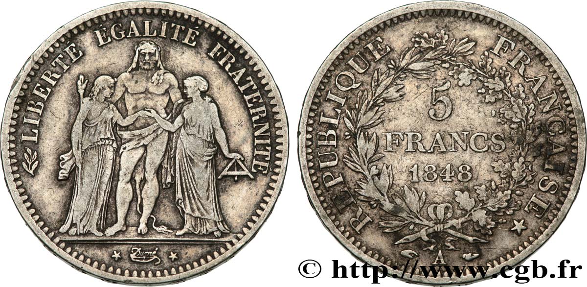 5 francs Hercule, IIe République 1848 Paris F.326/1 BC35 