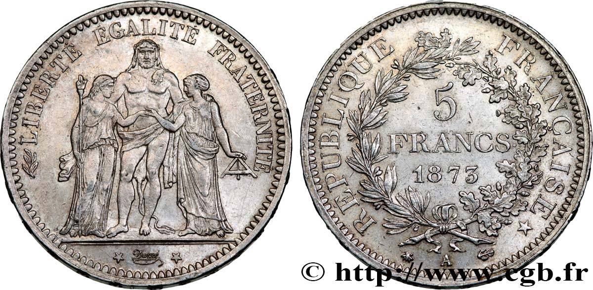 5 francs Hercule 1873 Paris F.334/9 TTB53 