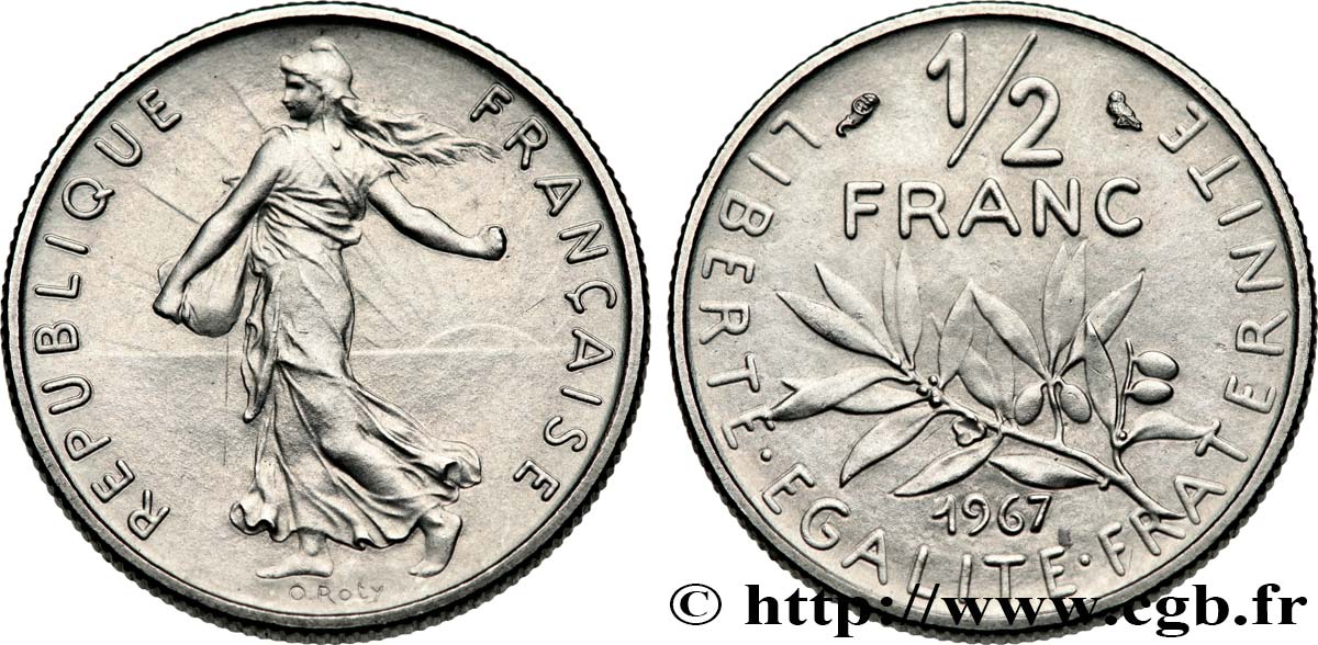 1/2 franc Semeuse 1967 Paris F.198/6 fST63 