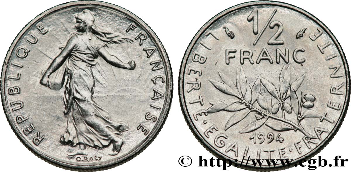 1/2 franc Semeuse, différent dauphin 1994 Pessac F.198/36 MS64 