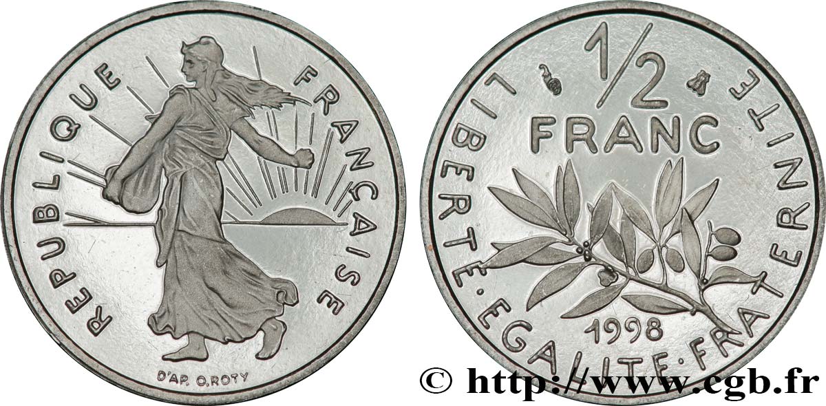 1/2 franc Semeuse, BE (Belle Épreuve) 1998 Pessac F.198/41 var. MS 