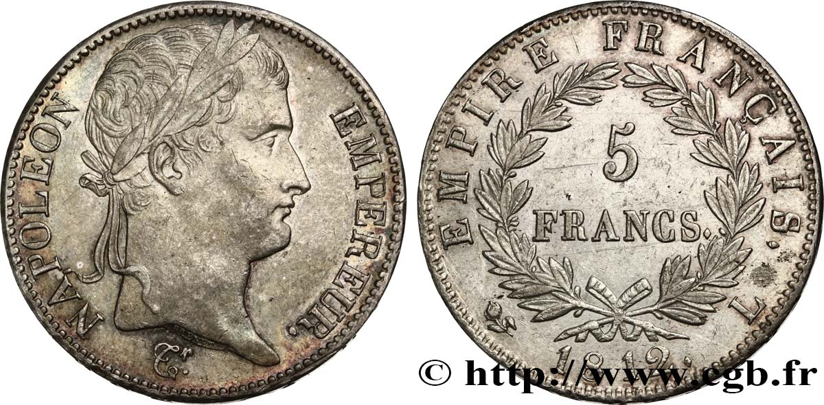 5 francs Napoléon Empereur, Empire français 1812 Bayonne F.307/48 MBC53 