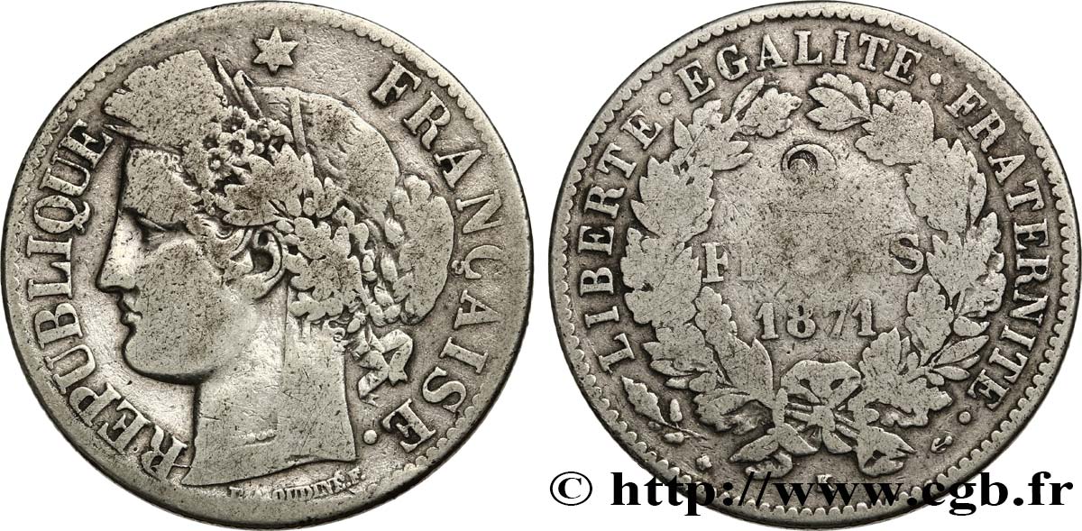 2 francs Cérès, avec légende 1871 Bordeaux F.265/7 B12 
