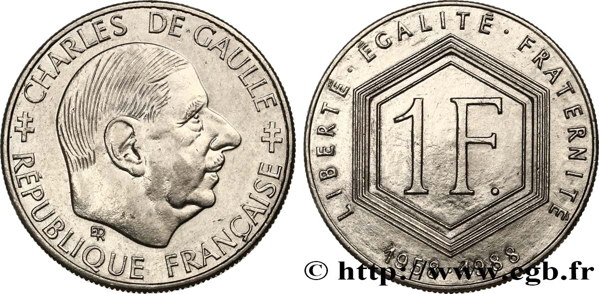 1 franc De Gaulle, sans différents 1988  F.227/3 BB50 