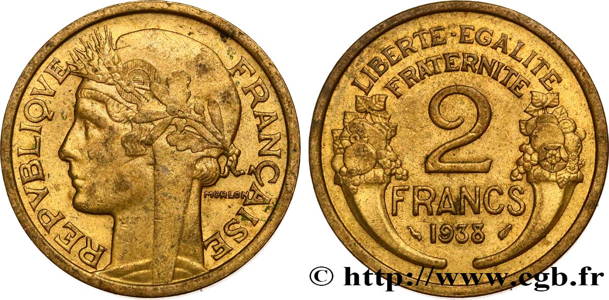 2 francs Morlon 1938  F.268/11 AU58 
