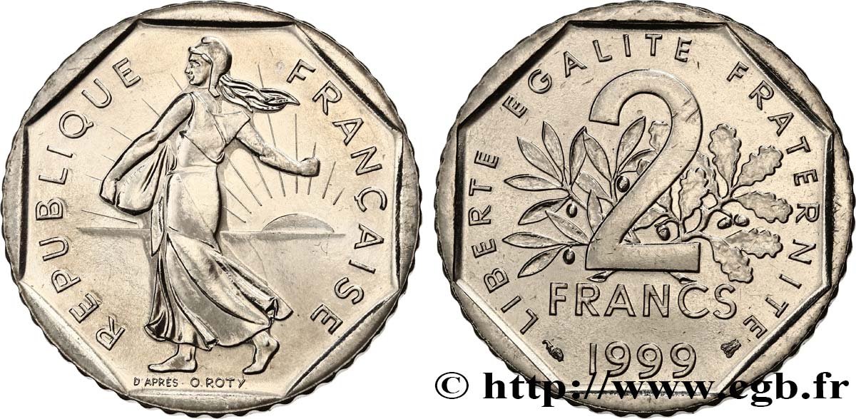 2 francs Semeuse, nickel 1999 Pessac F.272/27 SC63 