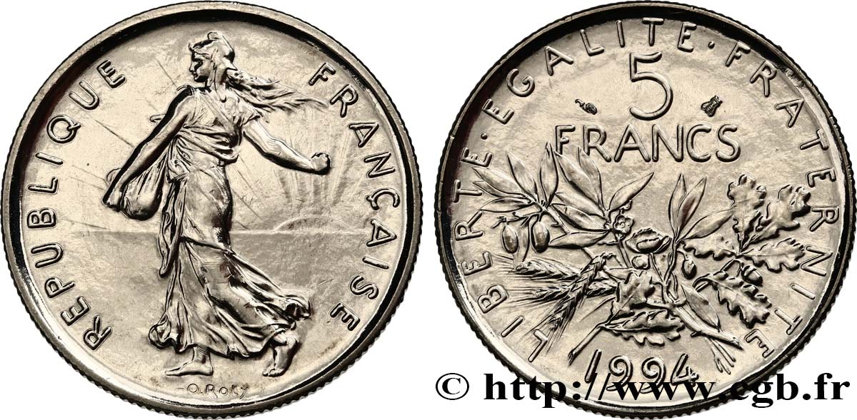 5 francs Semeuse, nickel 1994 Pessac F.341/30 MS63 