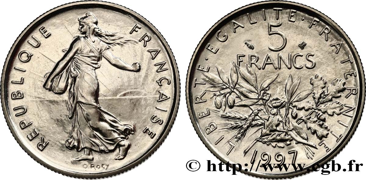 5 francs Semeuse, nickel, BU (Brillant Universel) 1997 Pessac F.341/33 FDC 
