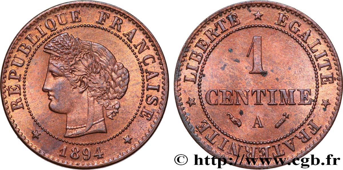 1 centime Cérès 1894 Paris F.104/21 MS60 