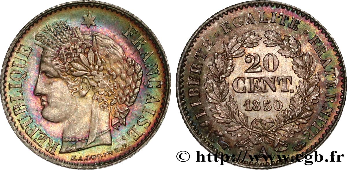 20 centimes Cérès, IIe République 1850 Paris F.146/3 MS62 