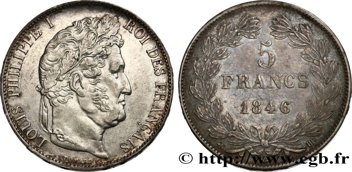 5 francs IIIe type Domard 1846 Strasbourg F.325/11 TTB+ 