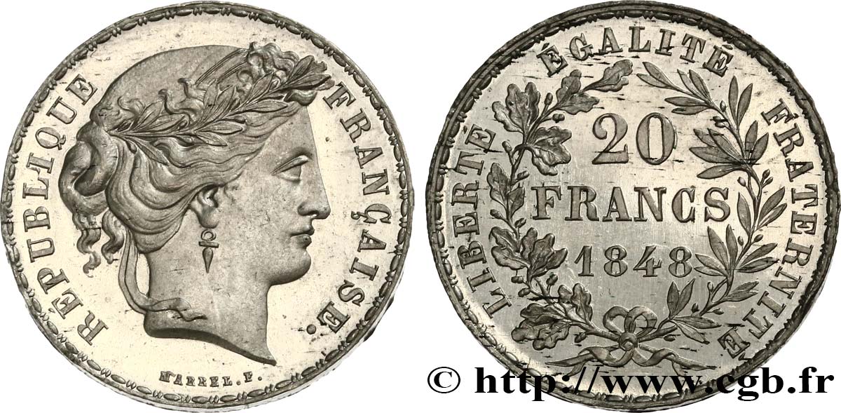 Concours de 20 francs, essai de Marrel 1848 Paris VG.3030 var SC 