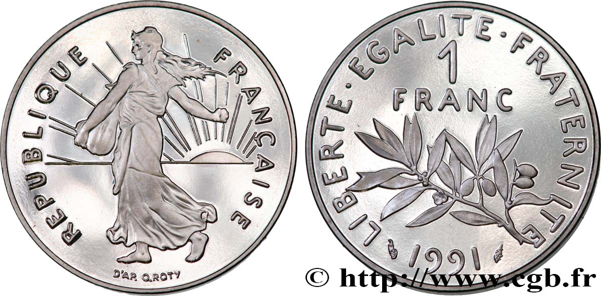 1 franc Semeuse, nickel, BE (Belle Épreuve) 1991 Pessac F.226/36 var. FDC 