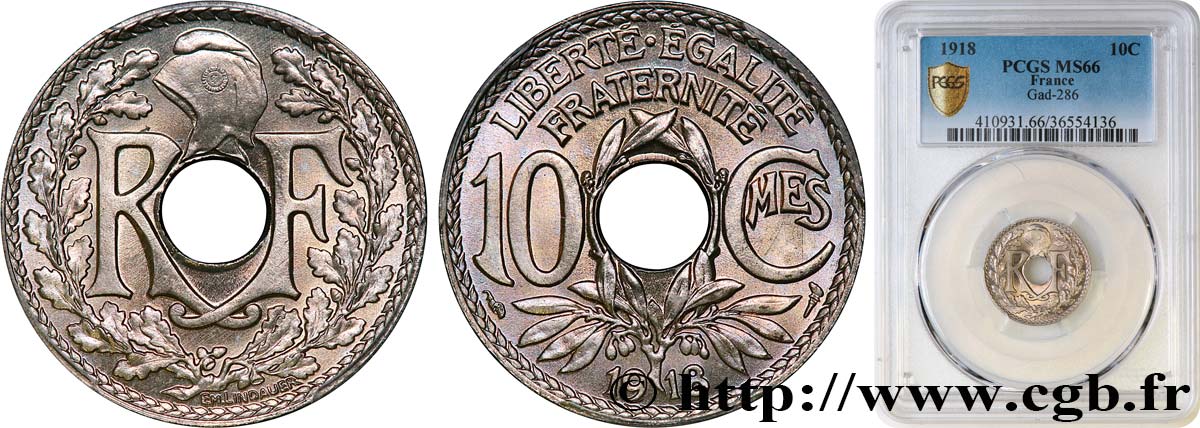 10 centimes Lindauer 1918  F.138/2 FDC66 PCGS