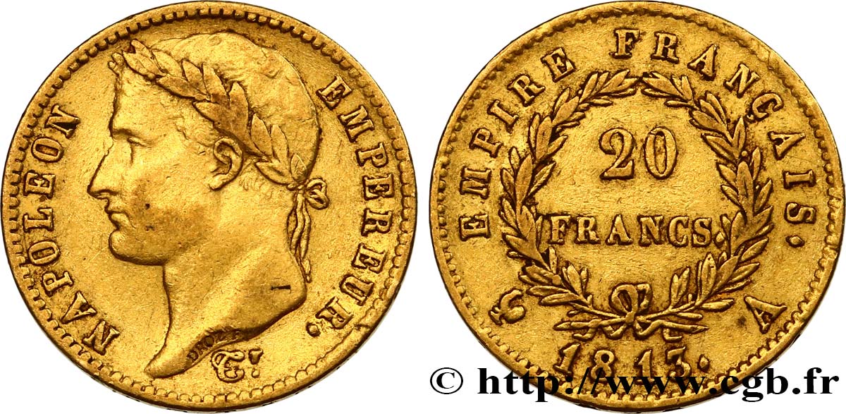 20 francs or Napoléon tête laurée, Empire français 1813 Paris F.516/30 TTB45 