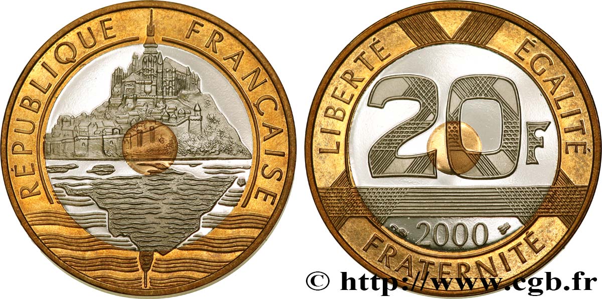20 francs Mont Saint-Michel, BE (Belle Épreuve) 2000 Pessac F.403/16 var. FDC 
