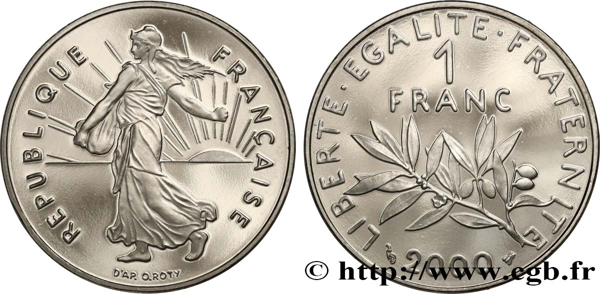 1 franc Semeuse, nickel, BE (Belle Épreuve) 2000 Pessac F.226/48 var. FDC 