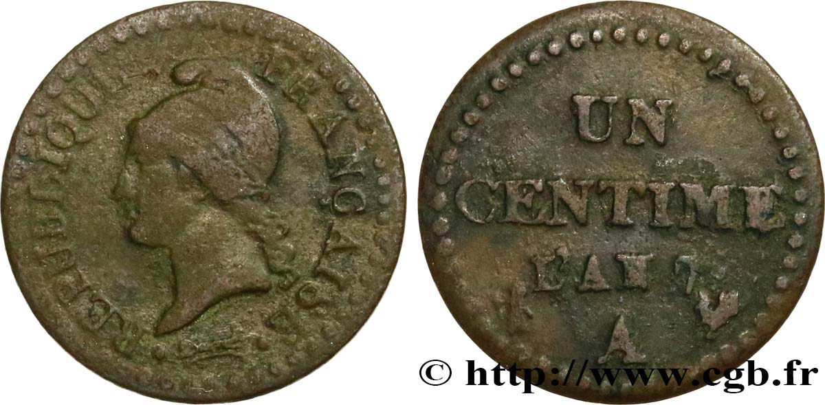 Un centime Dupré, 7 normal 1799 Paris F.100/15 BC20 