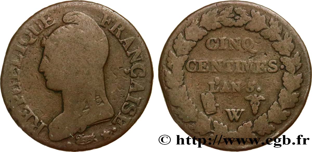 Cinq centimes Dupré, grand module 1797 Lille F.115/31 B12 