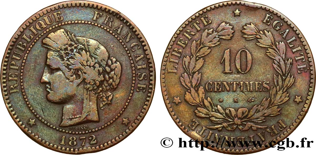 10 centimes Cérès 1872 Bordeaux F.135/9 MB25 