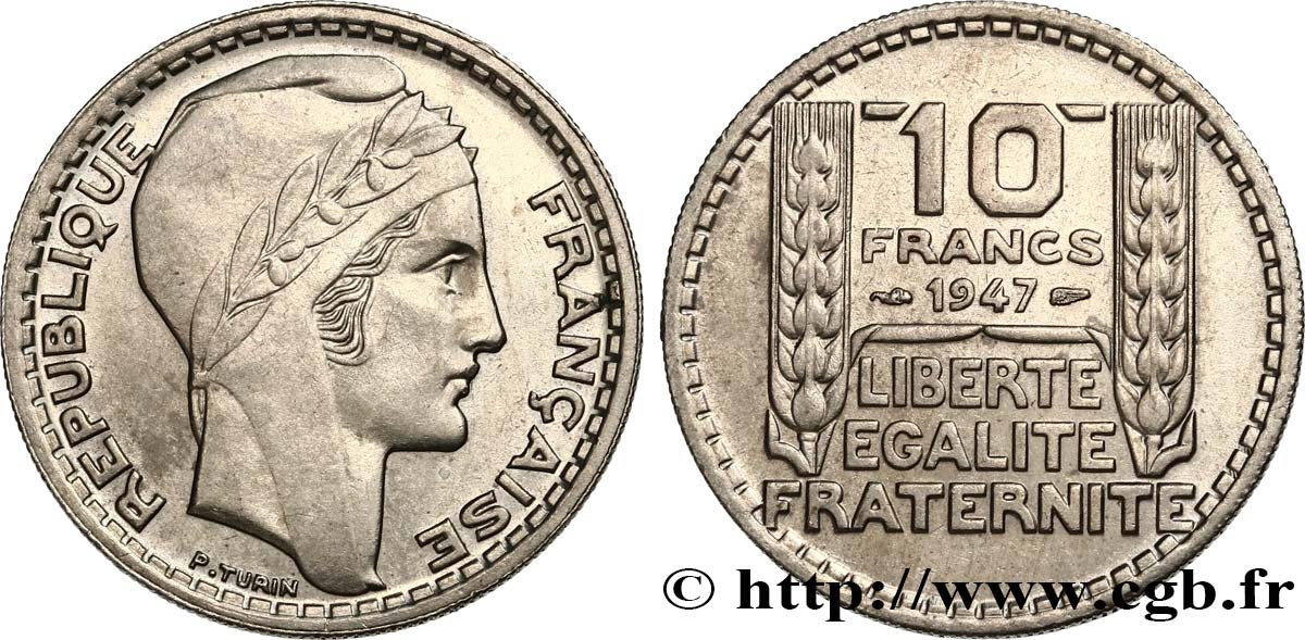 10 francs Turin, grosse tête, rameaux courts 1947  F.361A/4 VZ58 