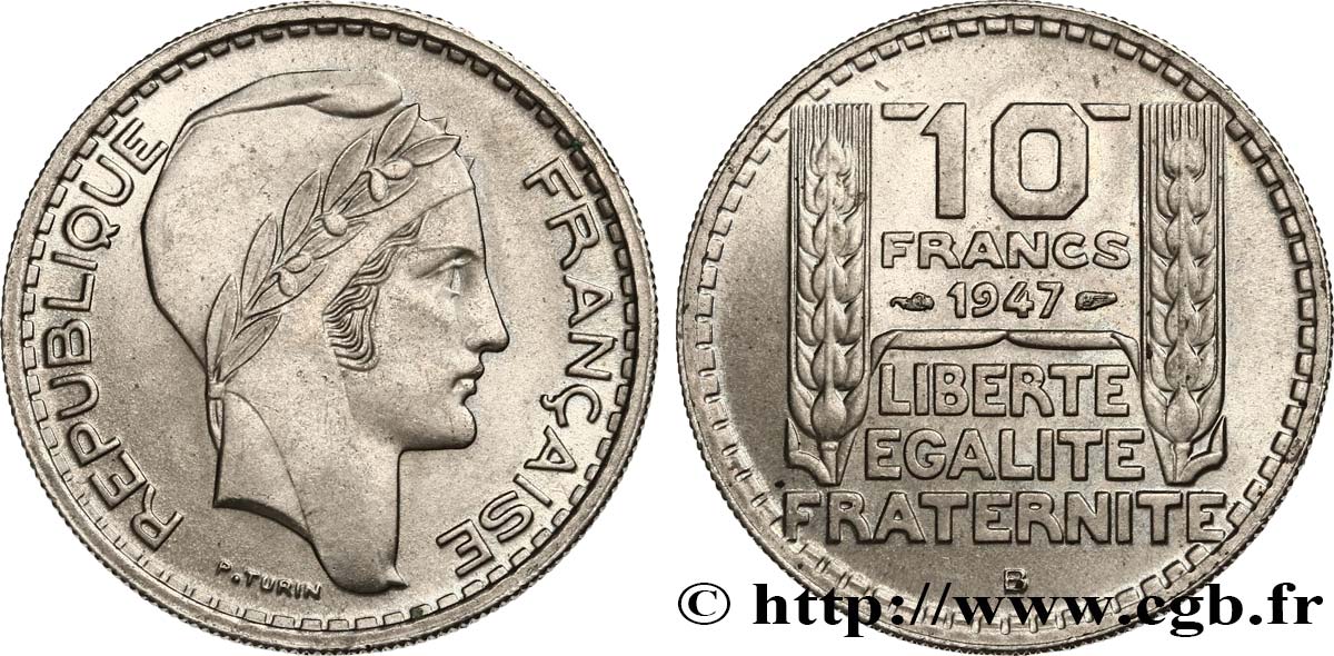 10 francs Turin, petite tête 1947 Beaumont-Le-Roger F.362/2 SPL64 