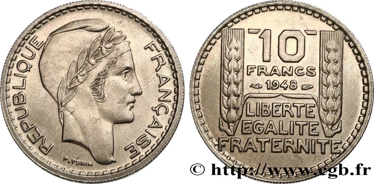 10 francs Turin, petite tête 1948  F.362/3 SUP62 