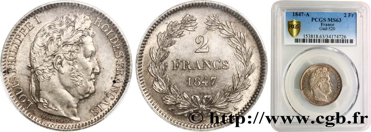 2 francs Louis-Philippe 1847 Paris F.260/112 fST63 PCGS