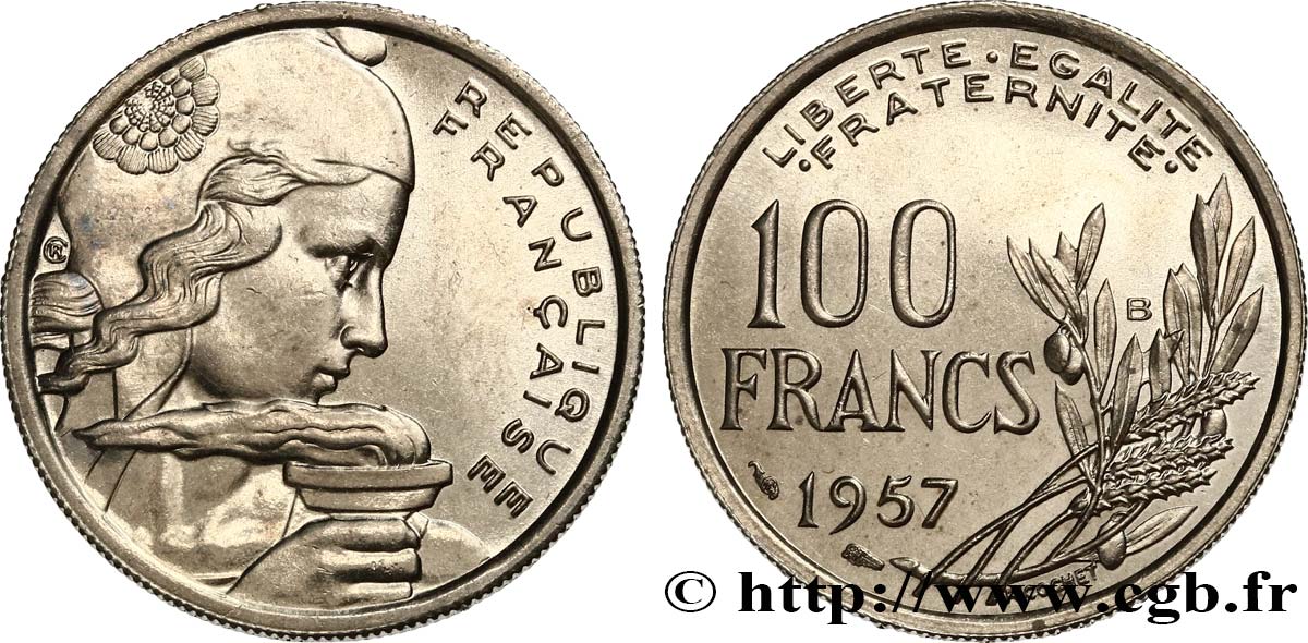 100 francs Cochet 1957 Beaumont-Le-Roger F.450/11 MS64 