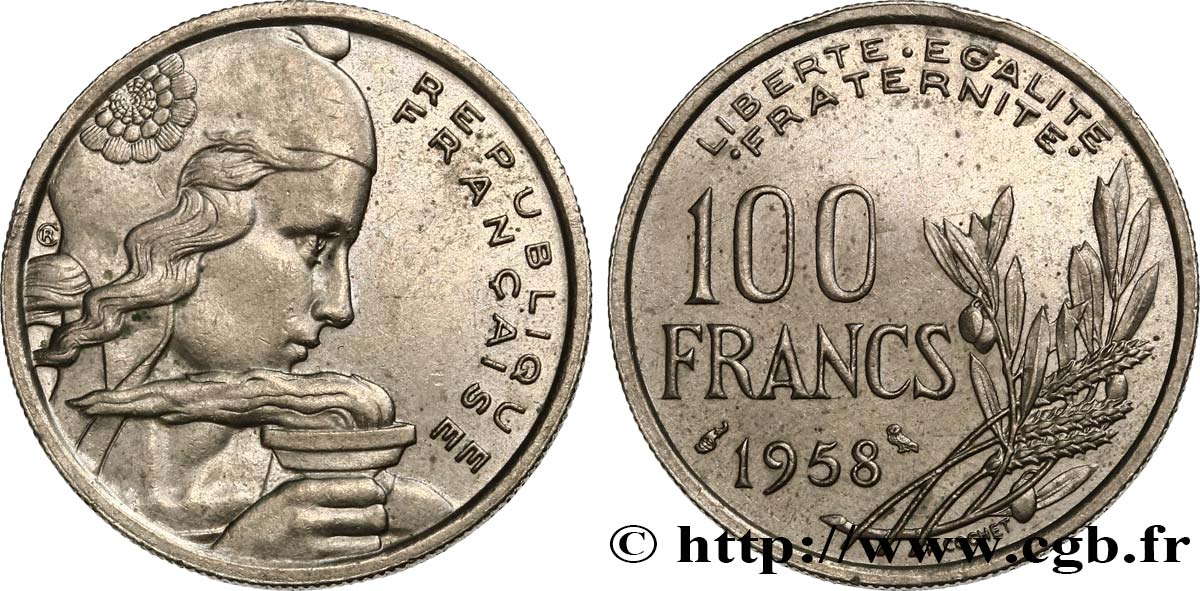 100 francs Cochet, chouette 1958 Paris F.450/13 TTB53 