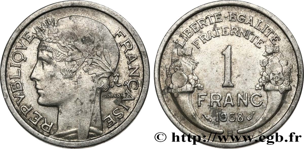 1 franc Morlon, légère 1958 Beaumont-Le-Roger F.221/22 BB 