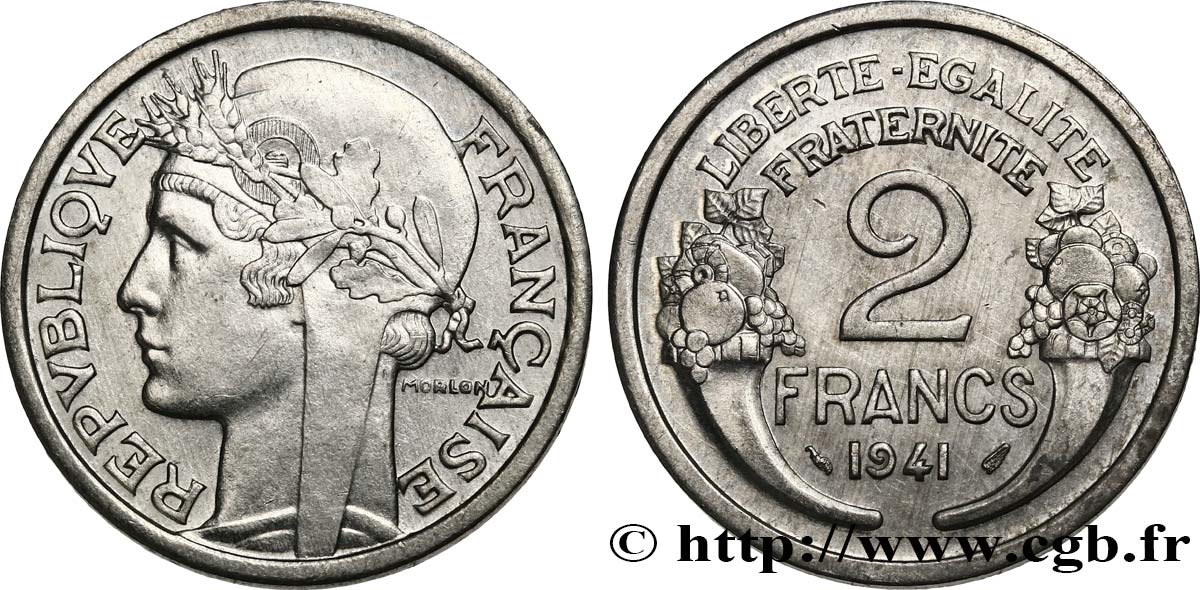 2 francs Morlon, aluminium 1941  F.269/2 SUP 