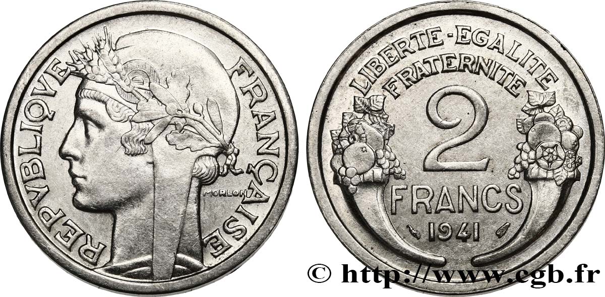 2 francs Morlon, aluminium 1941  F.269/2 EBC 