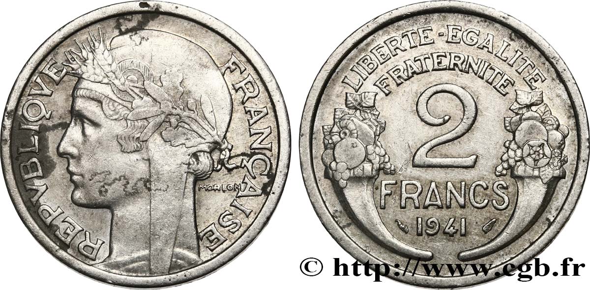 2 francs Morlon, aluminium 1941  F.269/2 SS 