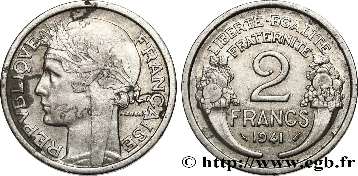 2 francs Morlon, aluminium 1941  F.269/2 TTB 