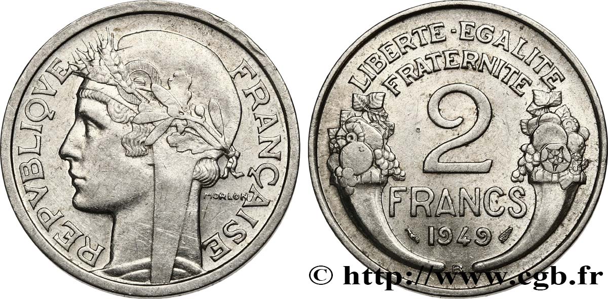 2 francs Morlon, aluminium 1949 Beaumont-Le-Roger F.269/15 EBC 