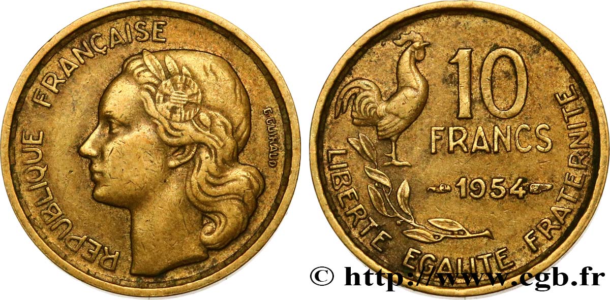 10 francs Guiraud 1954  F.363/10 TB35 