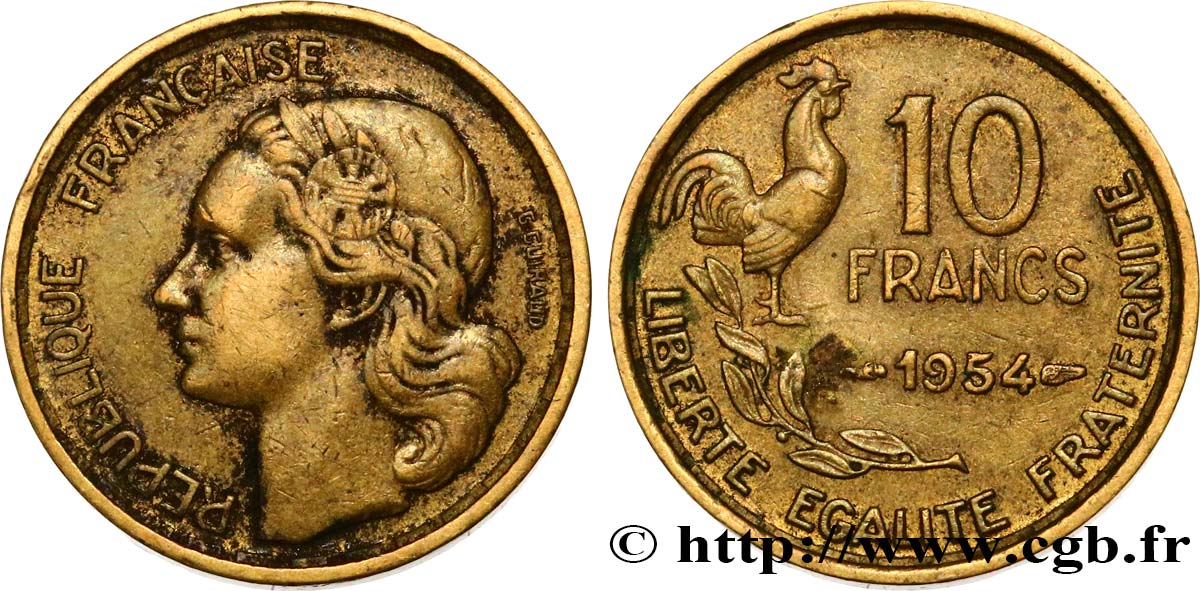 10 francs Guiraud 1954  F.363/10 TB35 