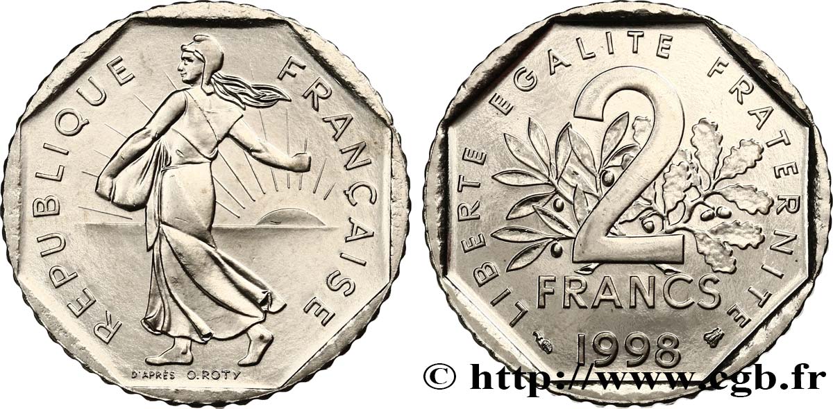 2 francs Semeuse, nickel, BU (Brillant Universel) 1998 Pessac F.272/26 MS 