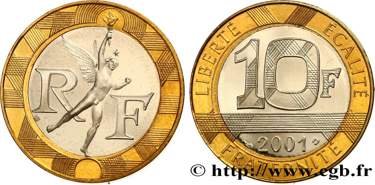 10 francs Génie de la Bastille, BE (Belle Épreuve) 2001 Pessac F.375/18 var. ST 